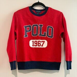 POLO RALPH LAUREN Sweatshirt Crewneck Red & Blue Boys/Girls Size Small (8)